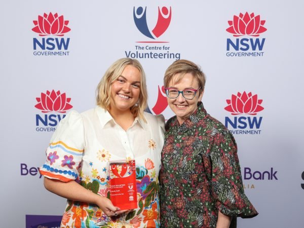 Molly Croft, 2025 NSW Volunteer of the Year, with Minister Jodie Harrison MP. Photo credit: Salty Dingo Media